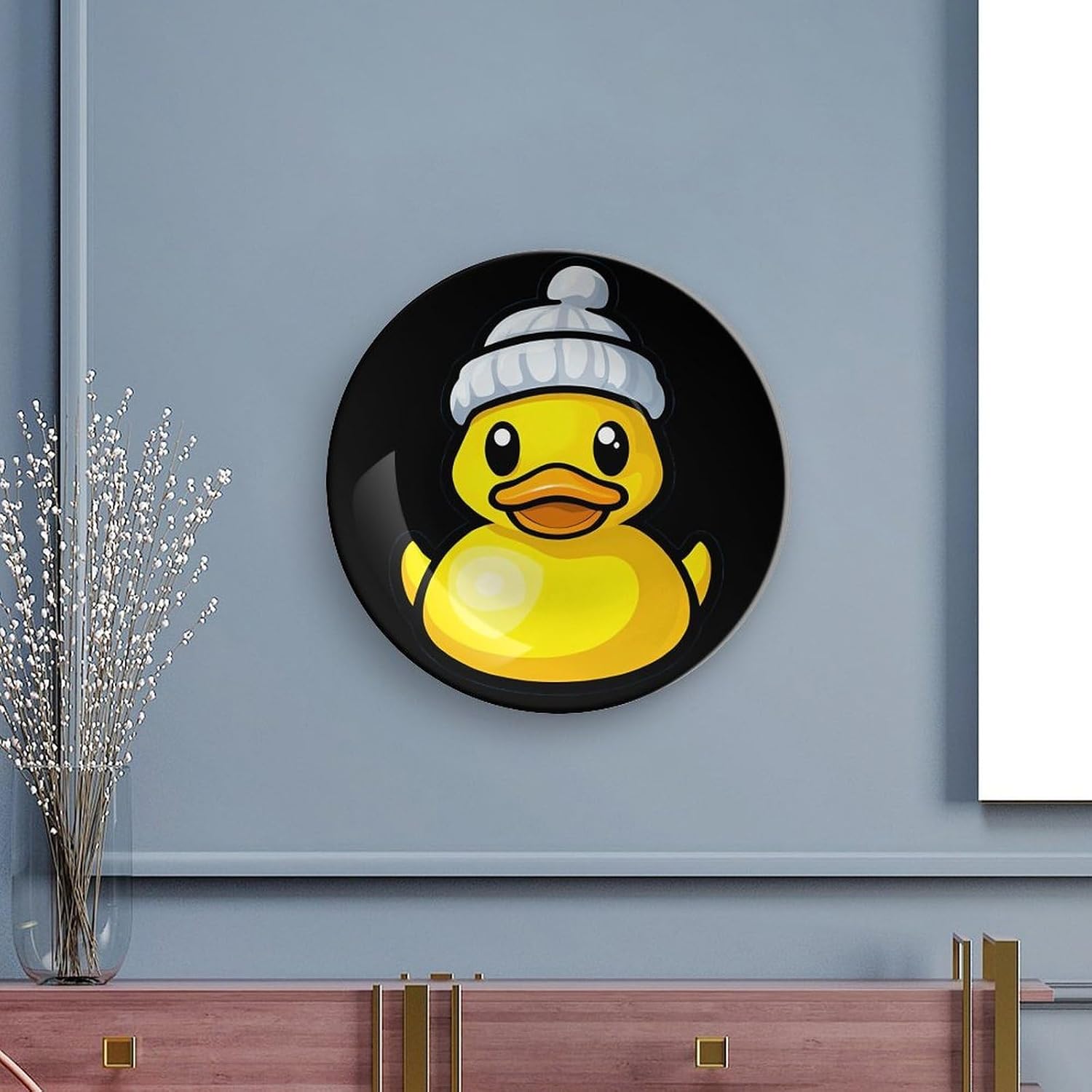 Rubber Duck with Hat Bone China Decorative Porcelain Plates Dinnerware Ornaments