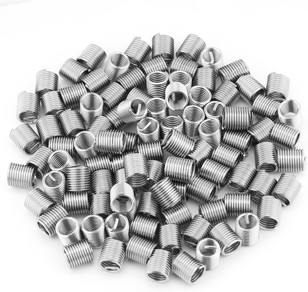 100pcs Stainless Steel SS304 Coiled Wire Helical Screw Thread Inserts M8 x 1.25 x 2D Length for Helical Repair