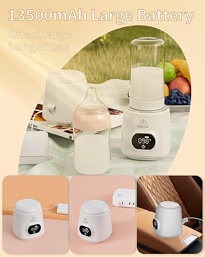 Miniatura 6 de Calentador de botellas portátil, calentador de botellas de calentamiento rápido con 4 adaptadores, calentador de botellas de control inteligente de