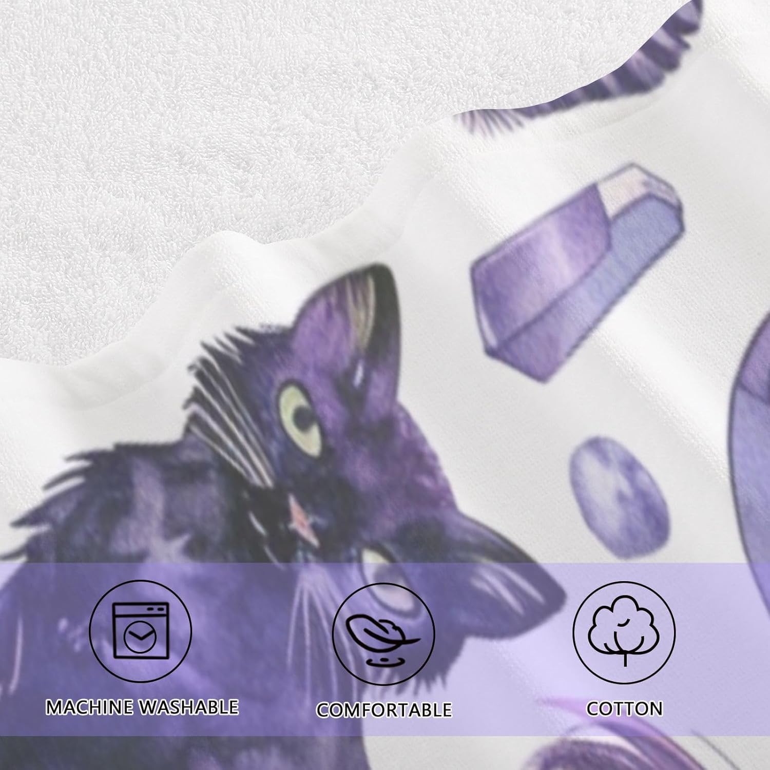 Hand Towels Premium Soft and Highly Absorbent Moon and Cat 2 Pcs Towels for Bathroom Set 100% Cotton Decorative Face Towels