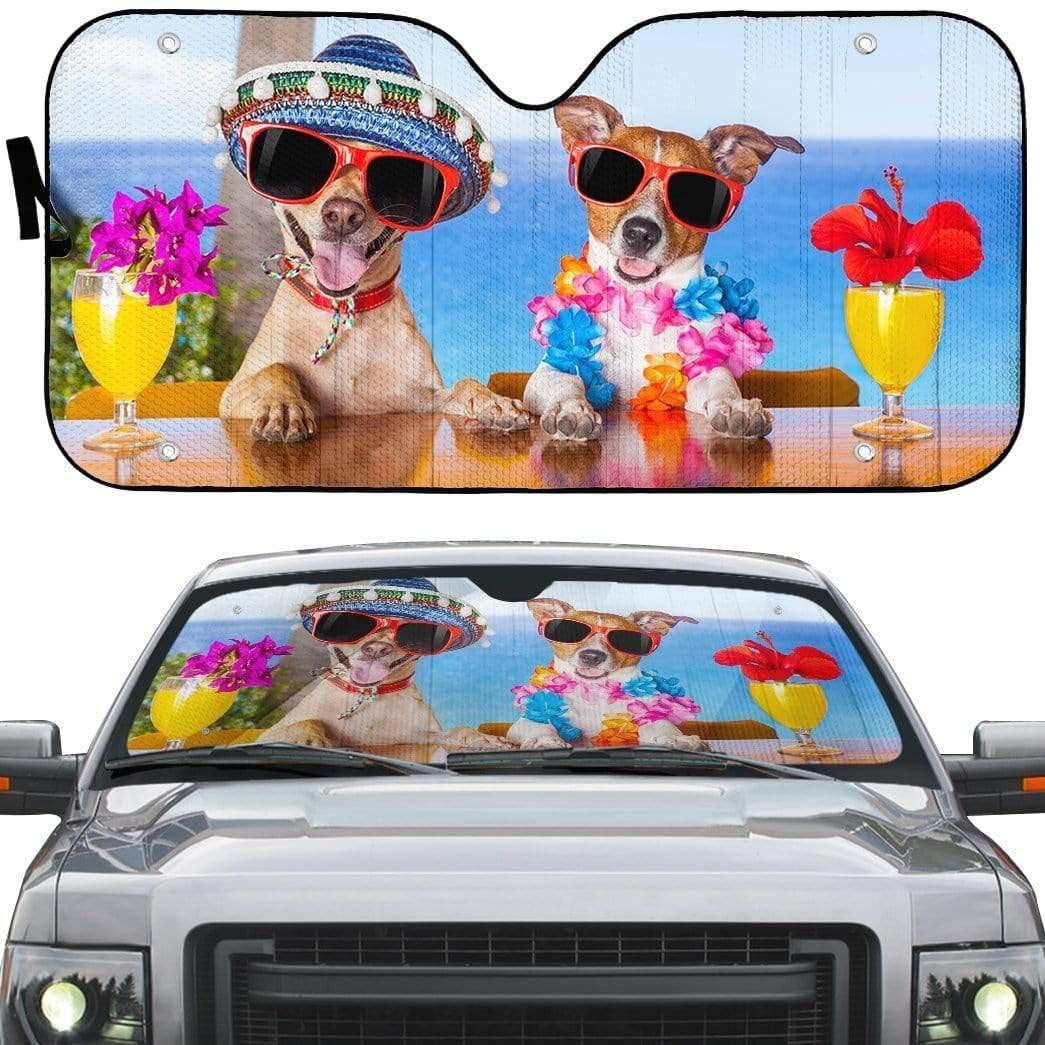 BAGEYOU Parasole anteriore per auto, Cani Jack Russell Terrier in occhiali Parasole per veicoli, riflettore UV, mantiene il veicolo fresco, 140 x 76 cm
