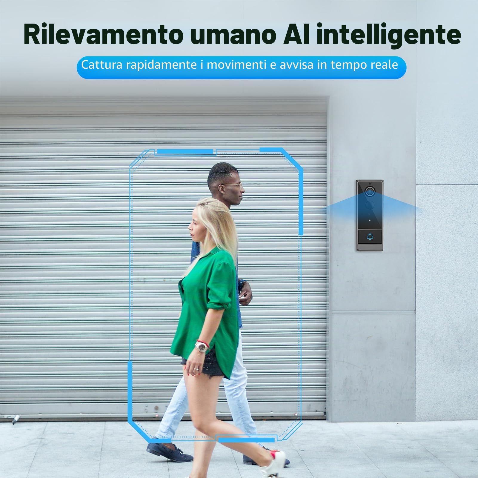 Smart Smart WiFi, campanello senza fili, intercom con PIR Wakeup 1280 x 720, visione notturna, due possibilità audio, IP65, Water Proof for Home Security,