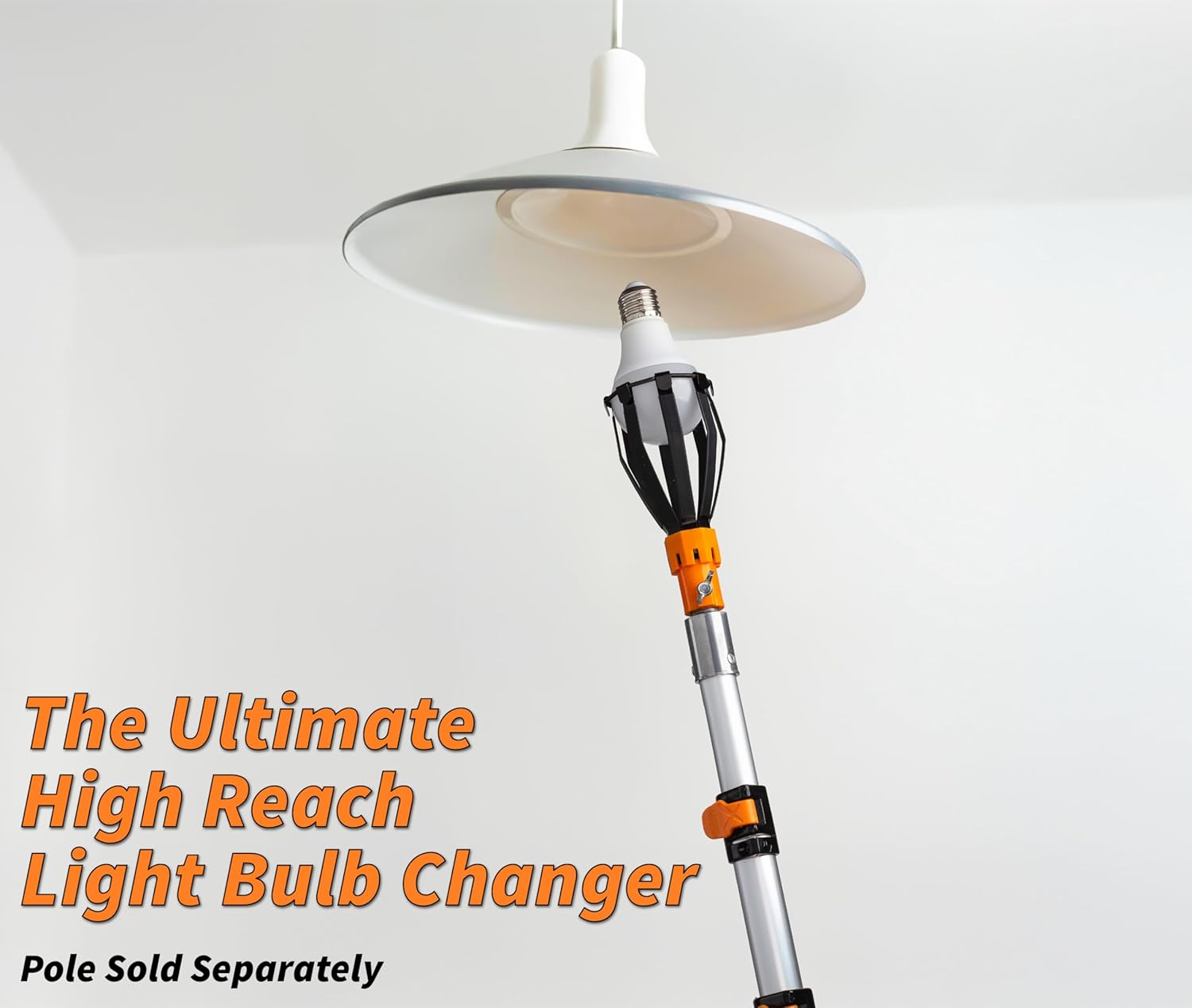 Light Bulb Changer Attachment Kit // Light Bulb Grabber Fits All Extension Poles with Standard ACME Thread with Suction Cup, Light Bulb Removal Tool, Microfiber Cloth and Basket (Pole Sold Separately)