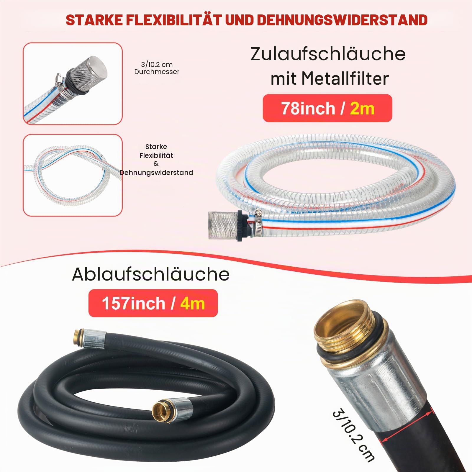 Dieselpumpe Umfüllpumpe 12V 175W Absaugpumpe Kraftstoffpumpe mit Automatischer Abschaltung Düsen & 6M Schläuche,Selbstansaugende Kraftstoffumfüllpumpe mit Kupfermotor und Geräuscharm