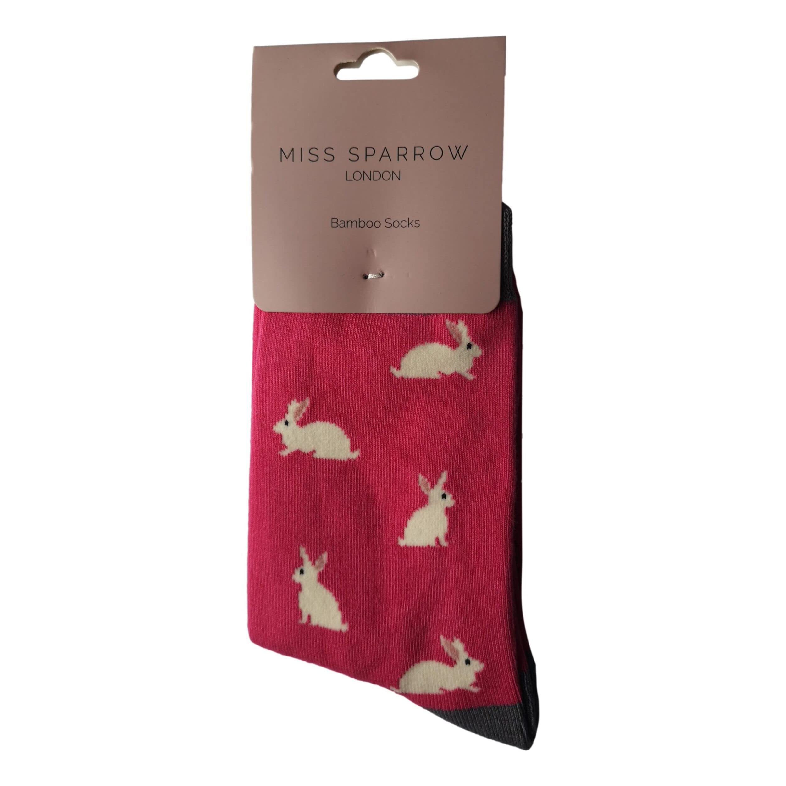 Rabbits on Fuchsia Pink Ladies Novelty Ankle Socks Adult One Size