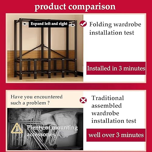 Miniatura 6 de large closets Portable Wardrobe Closet Thicken Metal Folding Clothes Closet Saves Space Closets for Bedroom with Hanging Rods Closet Space-saving