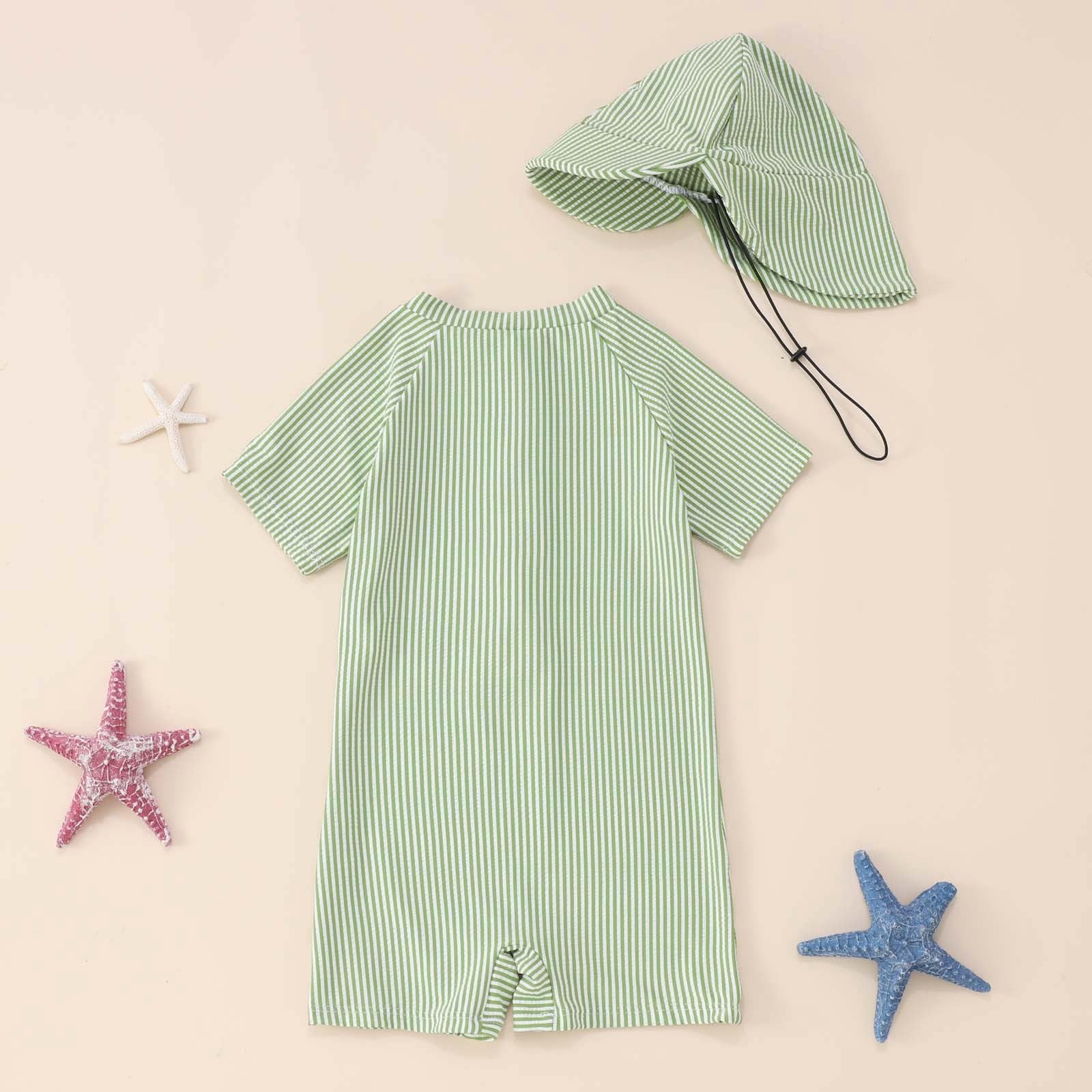 Generisch Ensemble de maillots de bain pour enfant et bébé garçon de 0 à 3 ans avec chapeau Rash Guard Maillot de bain d'été pour garçon de 0 à 3 ans