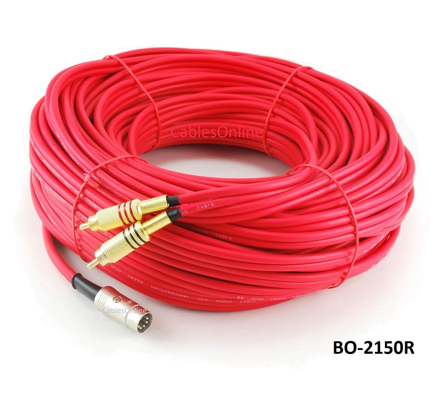 CablesOnline 150ft Din-5 Male to 2RCA Male Professional Premium Red Audio Cable with Gold-Plated Connectors for Bang & Olufsen, Naim, Quad...Stereo Systems (BO-2150R)