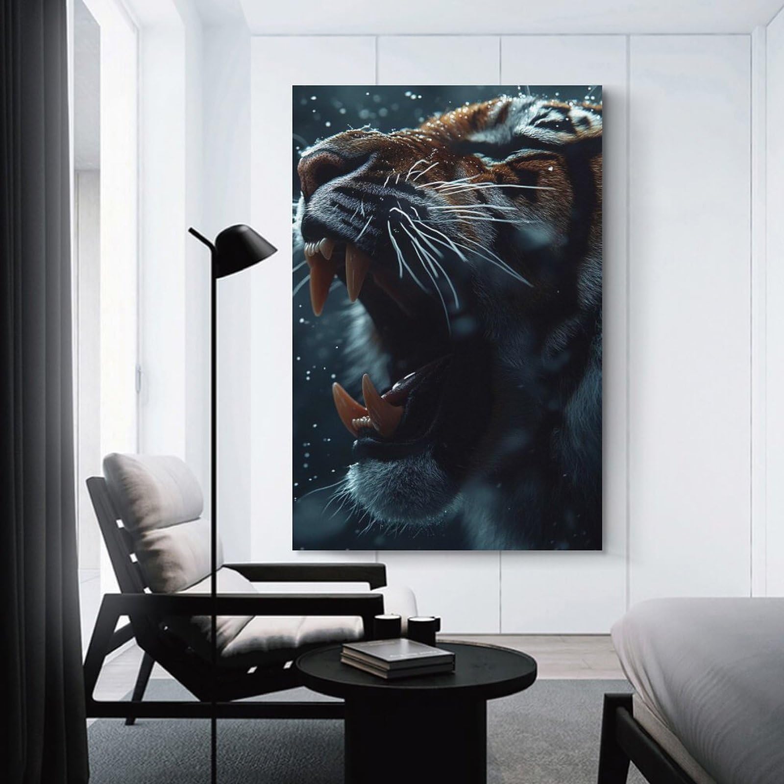 Roaring Tiger Close-Up Wall Picture Print 24x36inch(60x90cm), for Home Walls, Creative Rooms Or Shared Spaces, Stylish Home Artwork for Focal Walls