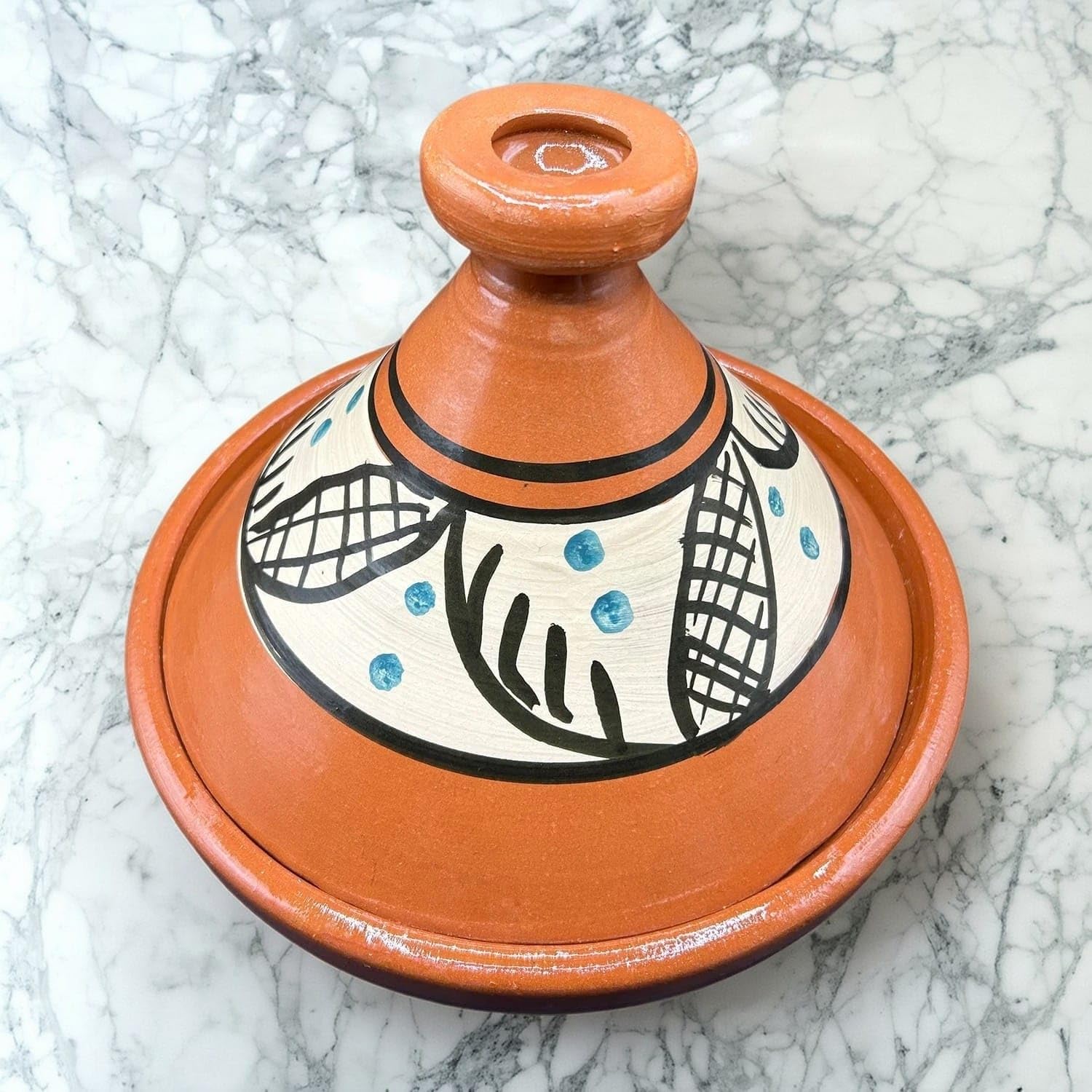 Tajine XL 35 cm in Terracotta Dipinta a Mano – Pentola Tradizionale Marocchina/Tunisina + Ebook Gratuito 3107251053
