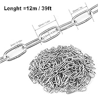 Vista 2 de Cadena de acero inoxidable de 39 pies, cadena resistente de 1/8 pulgada, cadena colgante para colgar ropa, decoraciones, sillas, asegurar puertas