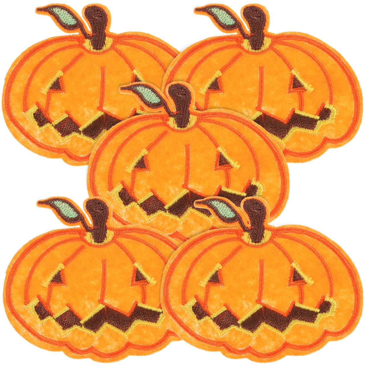 Healifty 5Pcs Halloween Iron on Patches Embroidered Pumpkin Sew on Fabric Badges for Clothes Jackets Hats DIY Costume Decoration