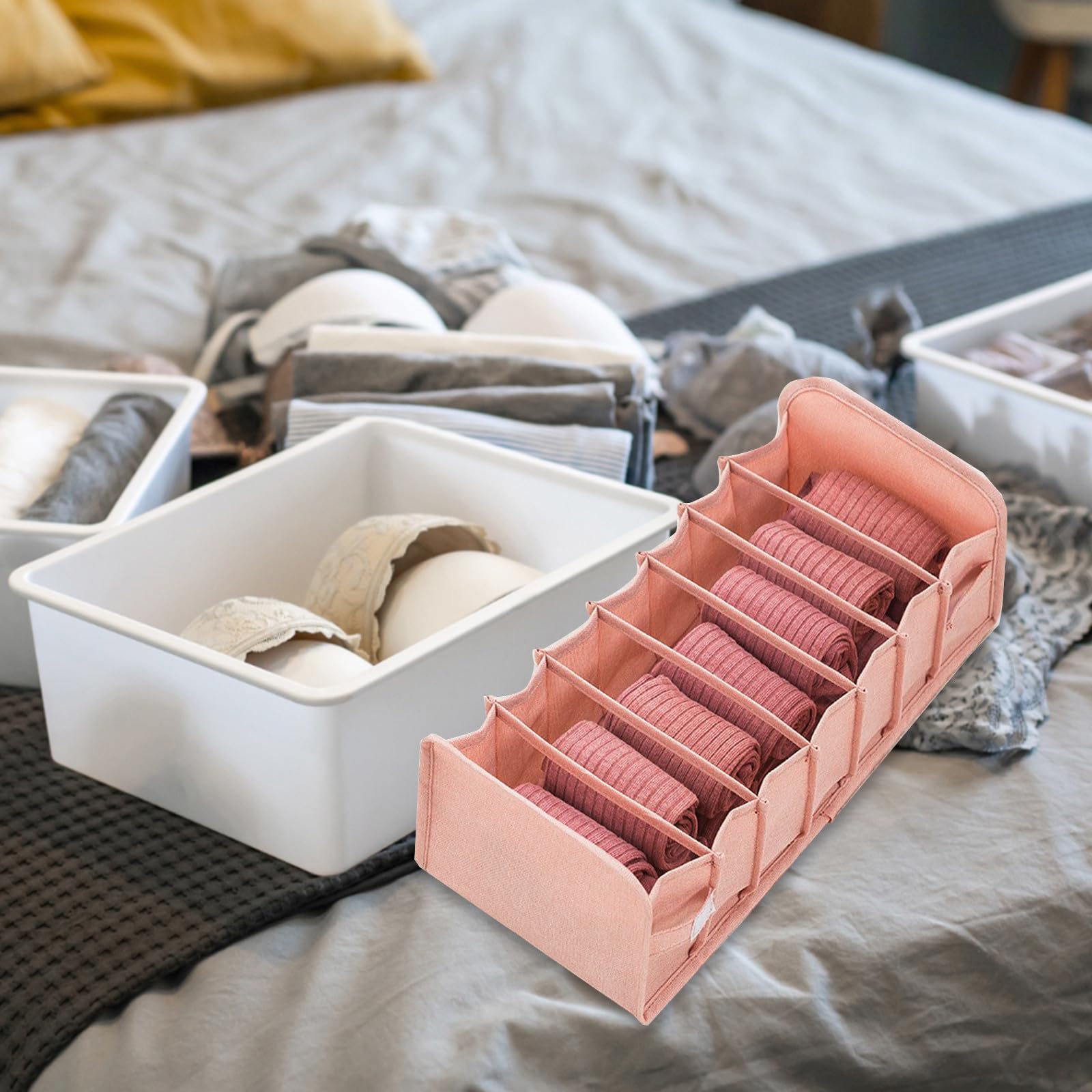 Divisores para Ropa Interior y Calcetines en Organizador Plegable, Caja Lavable Compartimentos para Bragas y Sujetadores