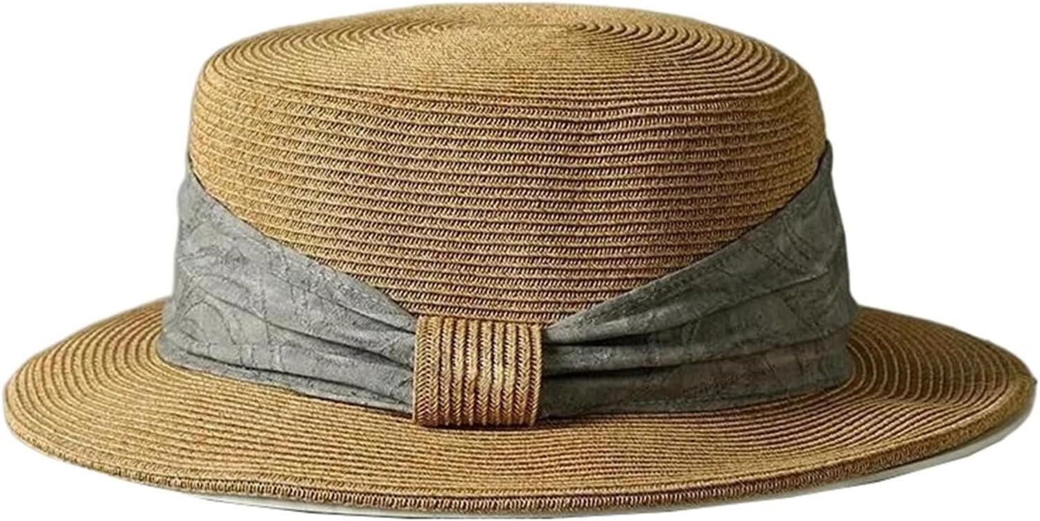 XIUNYIE Natural Paper Straw Visor Hat for Men Women, Sunscreen Cap for Farmer Beach Photography, Tho-9630-g, 56-58