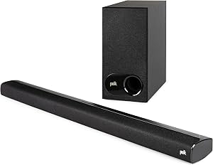 Barra de Sonido Polk Audio Signa S2 Ultra-Delgada para TV Smart con Subwoofer | Tecnología Inalámbrica Exclusiva VoiceAdjust, Compatible con TVs 4K y HD, HDMI y Óptica, Bluetooth, Transmisión Inalámbrica
