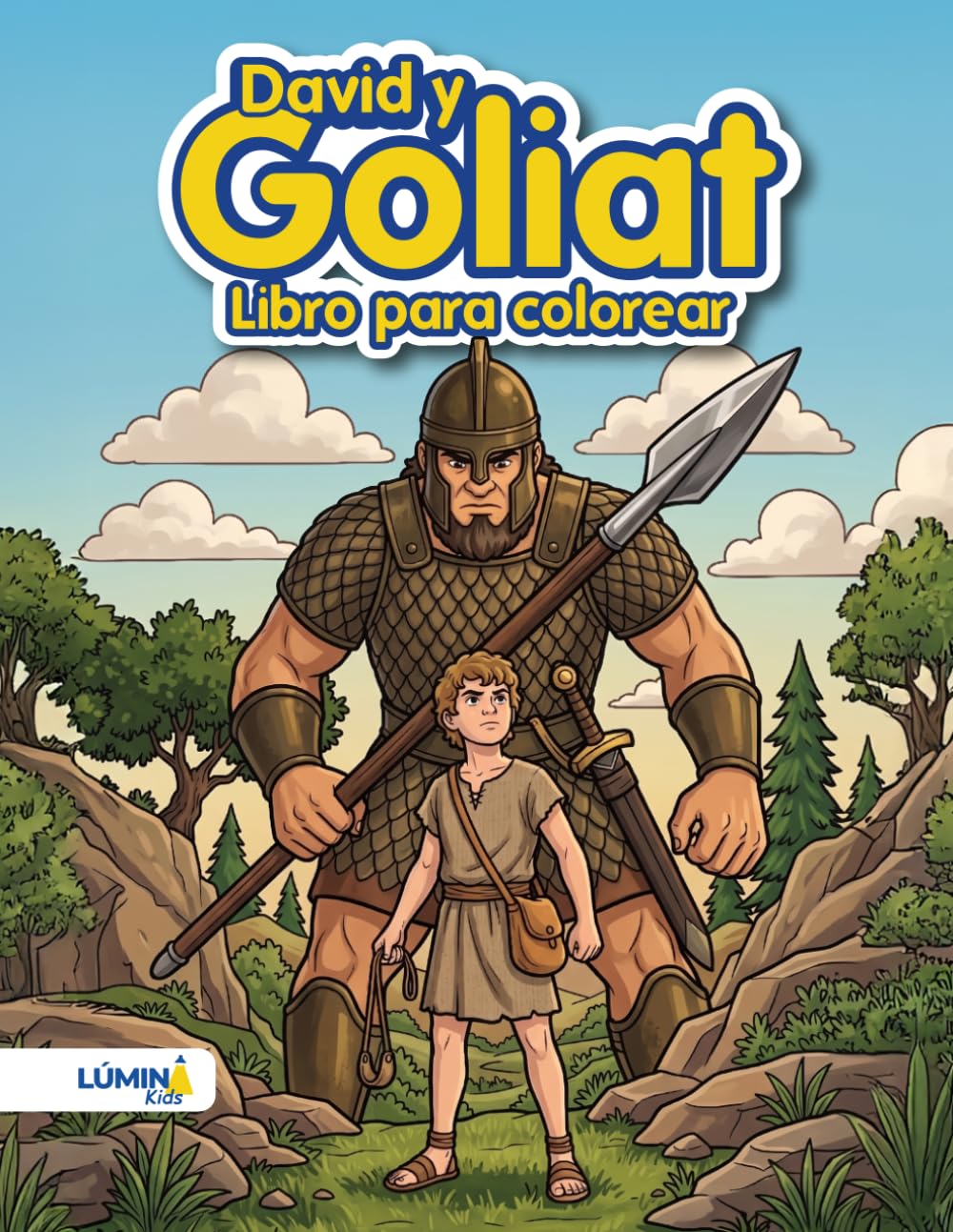 David y Goliat Libro para Colorear: Historias de la Biblia con Dibujos Grandes y Trazos Gruesos para Niños de 4 a 8 Años