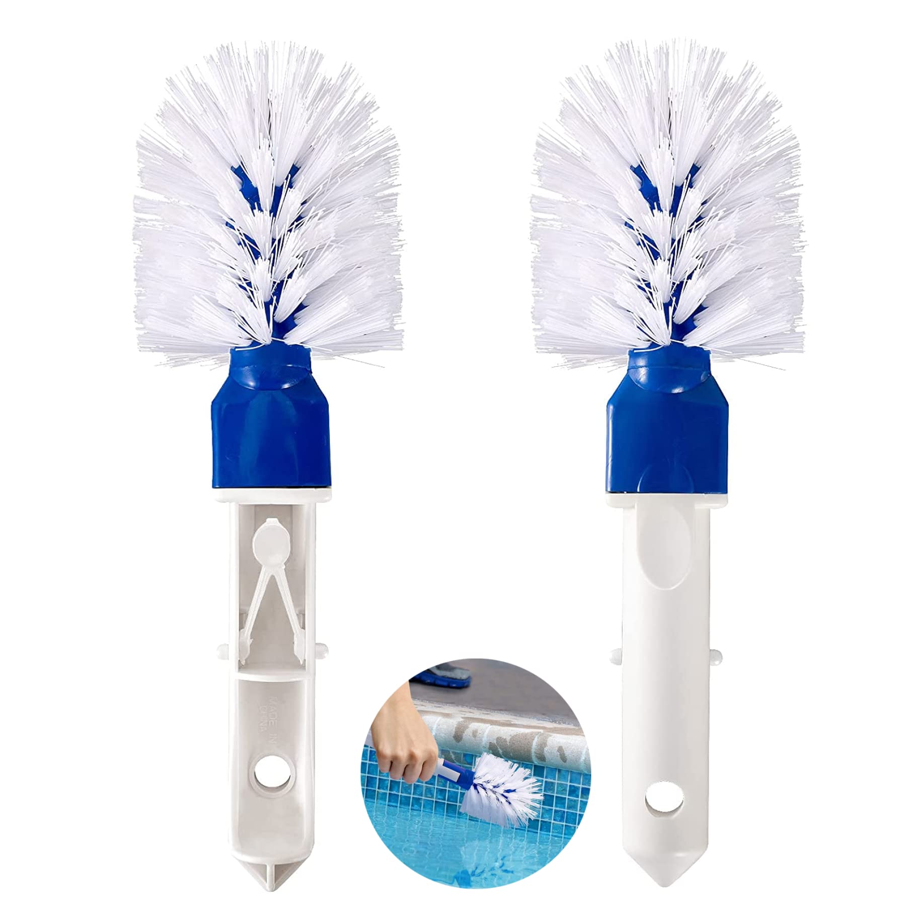 Brosse Angle Piscine - Tête Nettoyage 180° | Pour Coins, Marches Et Murs | Compatible Tiges Standard