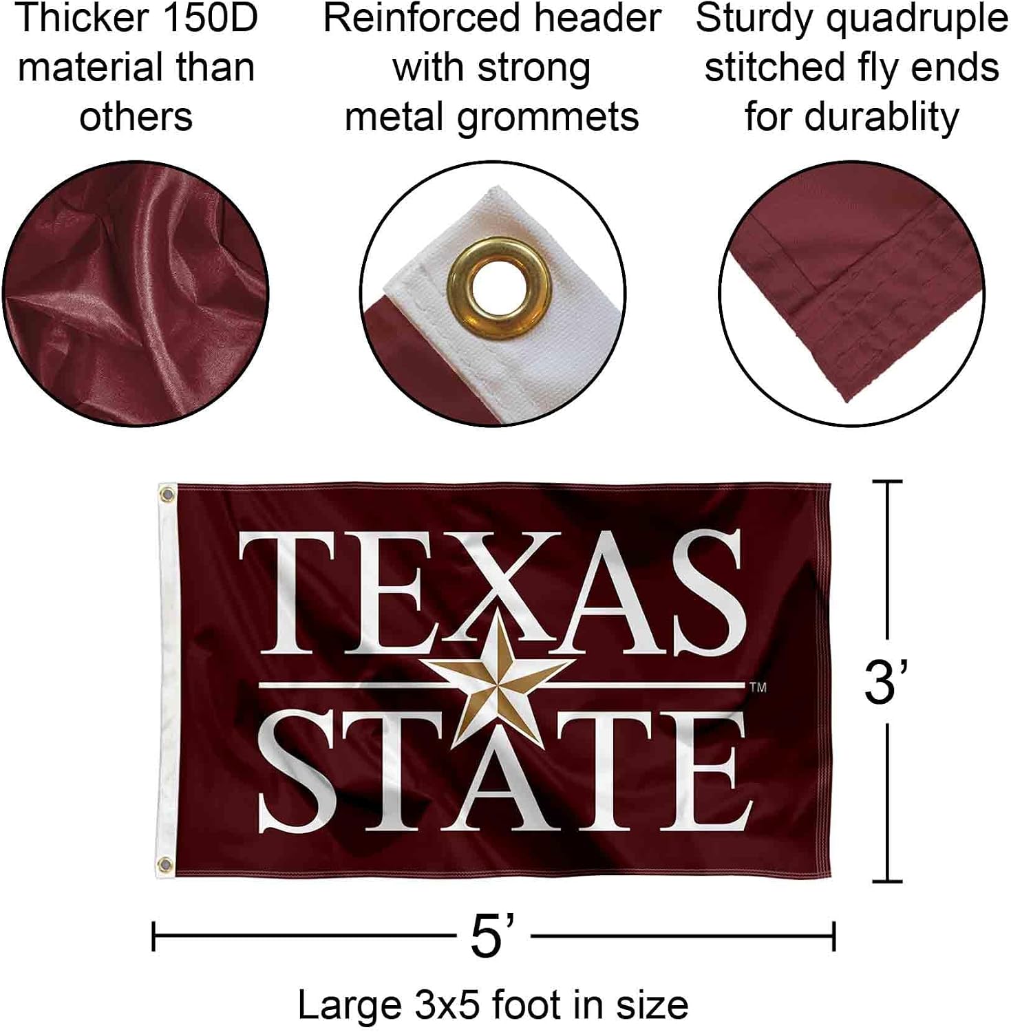 College Flags & Banners Co. Texas State University Script Flag and Pole Bracket Mount Bundle