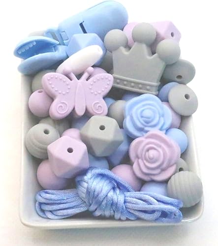 Blue Rabbit Co Cuentas de silicona para hacer llaveros, collares, pulseras, cuentas mixtas a granel y surtidos de cuentas, cuentas de silicona