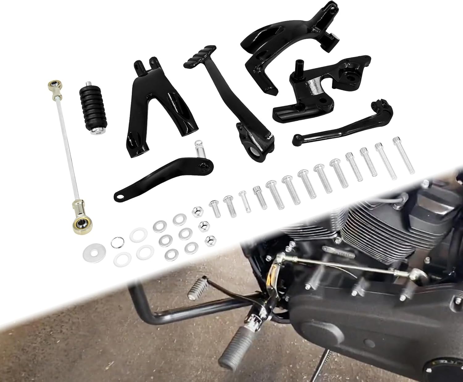 Forward Controls Kit Fit for Harley Softail Low Rider S FXLRS Low Rider ST FXLRST Standard FXST Street Bob FXBB 2018-2025, Foot Pegs Levers Linkage Set, Upgrade Controls System, Black