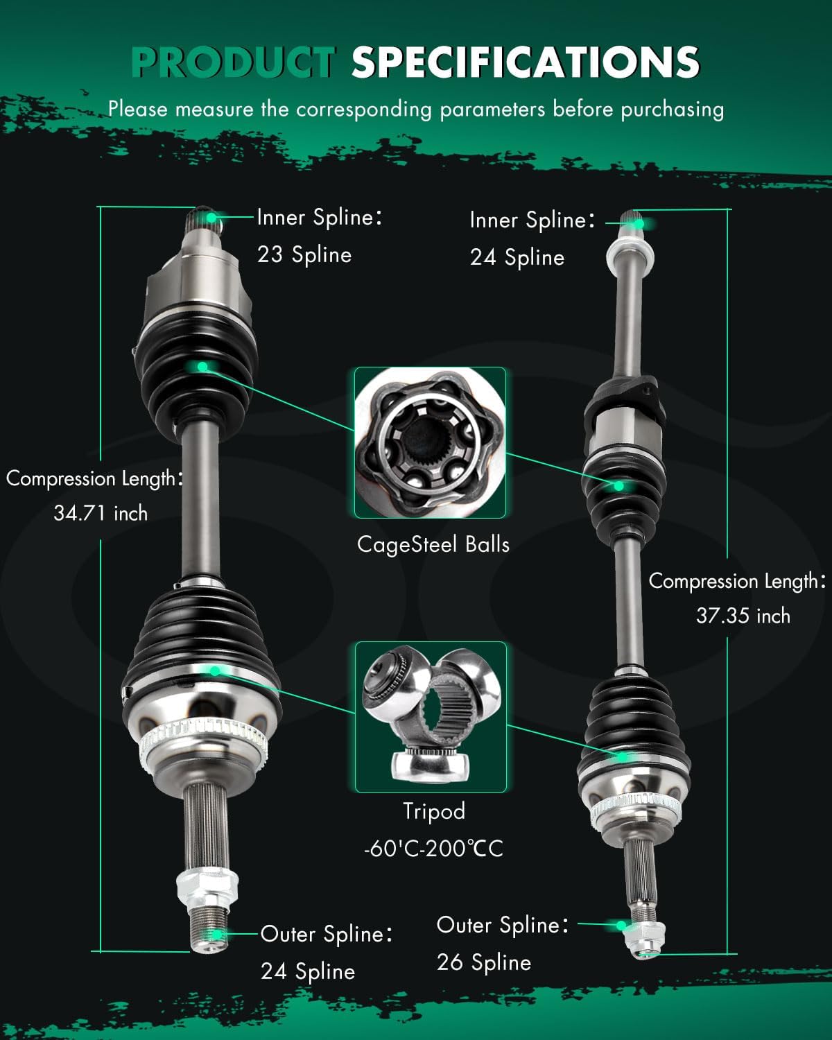 SCITOO Front CV Axle Shaft Assembly Compatible with 05-10 for Scion tC,01-03 for Toyota for RAV4 66-5239 66-5237