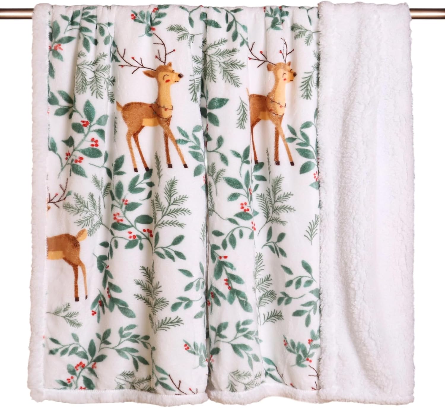 HITIME Christmas Sherpa Fleece Twin Blanket for Couch Bed Sofa Adults -Soft and Warm Blanket for Winter, Thick and Fuzzy Throw Blanket (Twin - 60" x 80") - B
