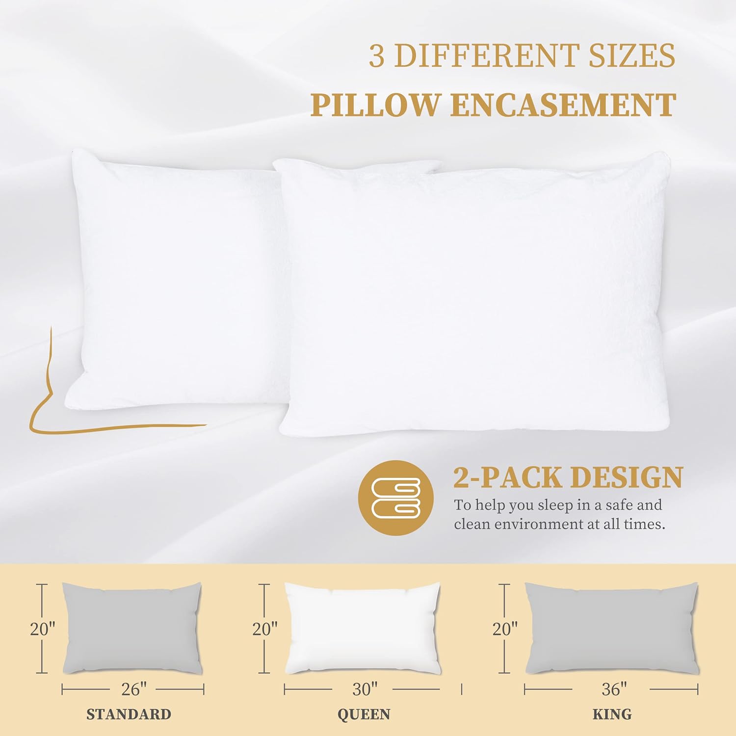 Bundle Safe and Sound Waterproof Grey Quilted Mattress Pad + Cotton Terry Pillow Protector (2 Pack)