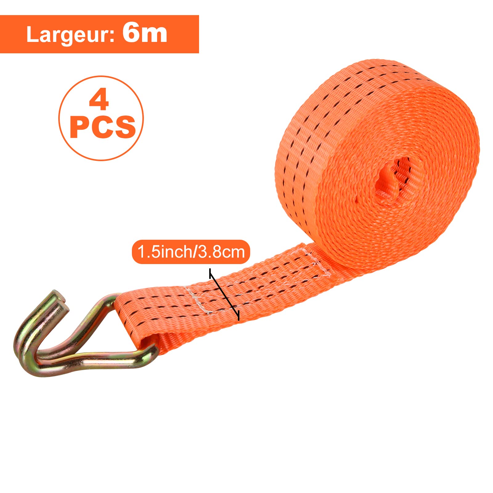 Confezione Di 2 Cinghie Di Fissaggio A Cricchetto 10m X 50mm 5000kg Colore Arancione Cz026 - Foto 7