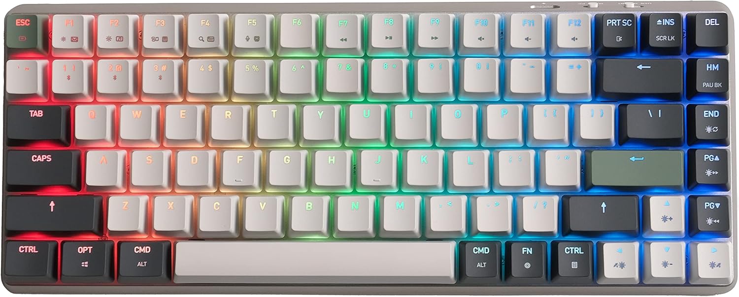 Azio Cascade Mechanical Keyboard, 75% Layout, Compact Backlit RGB, Hotswap Switches and Keycaps, USB Wired/Bluetooth Wireless Connection (Gateron Brown Switches) (Galaxy Light)