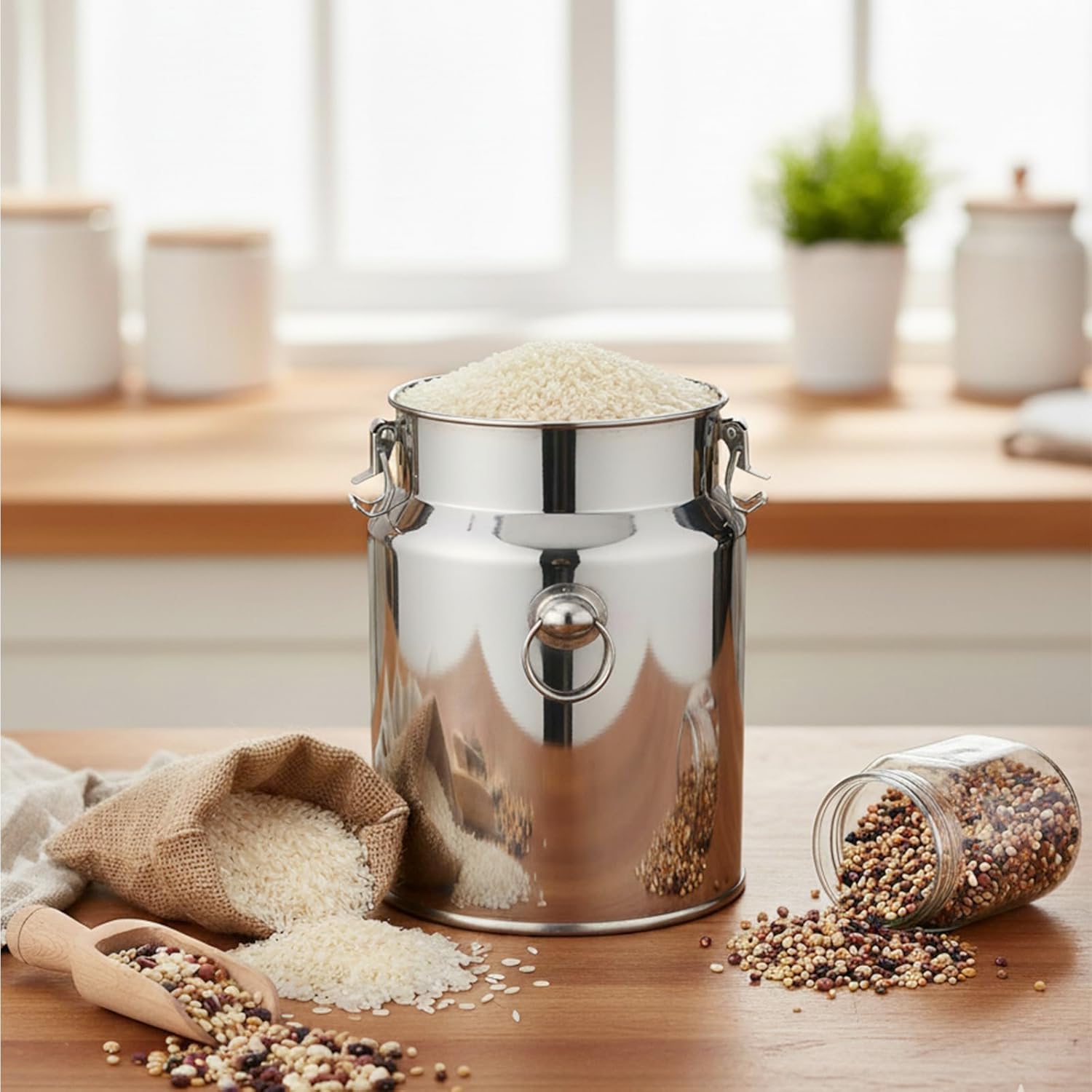 Stainless Steel Jug with Lid, 2.64 Gallon Metal Container, Large Capacity Food-Grade Milking Pail for Goats, Cows or Home Use