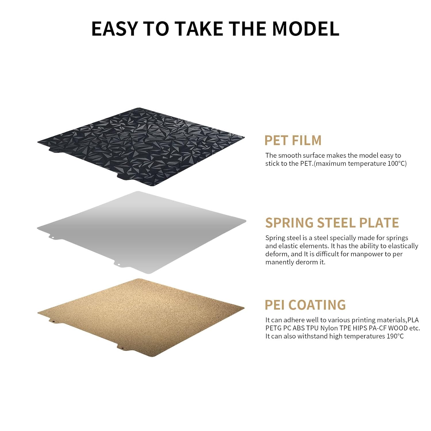 Ender 5 Plus Upgrades PEI: FYSETC 3D Smooth PEO+Textured PEI Spring Steel Sheet Only 377x370mm/14.84x14.56inch No Magetic Sticker Flexible Heated Bed Build Plate for 3D Print Filament PLA PETG ABS