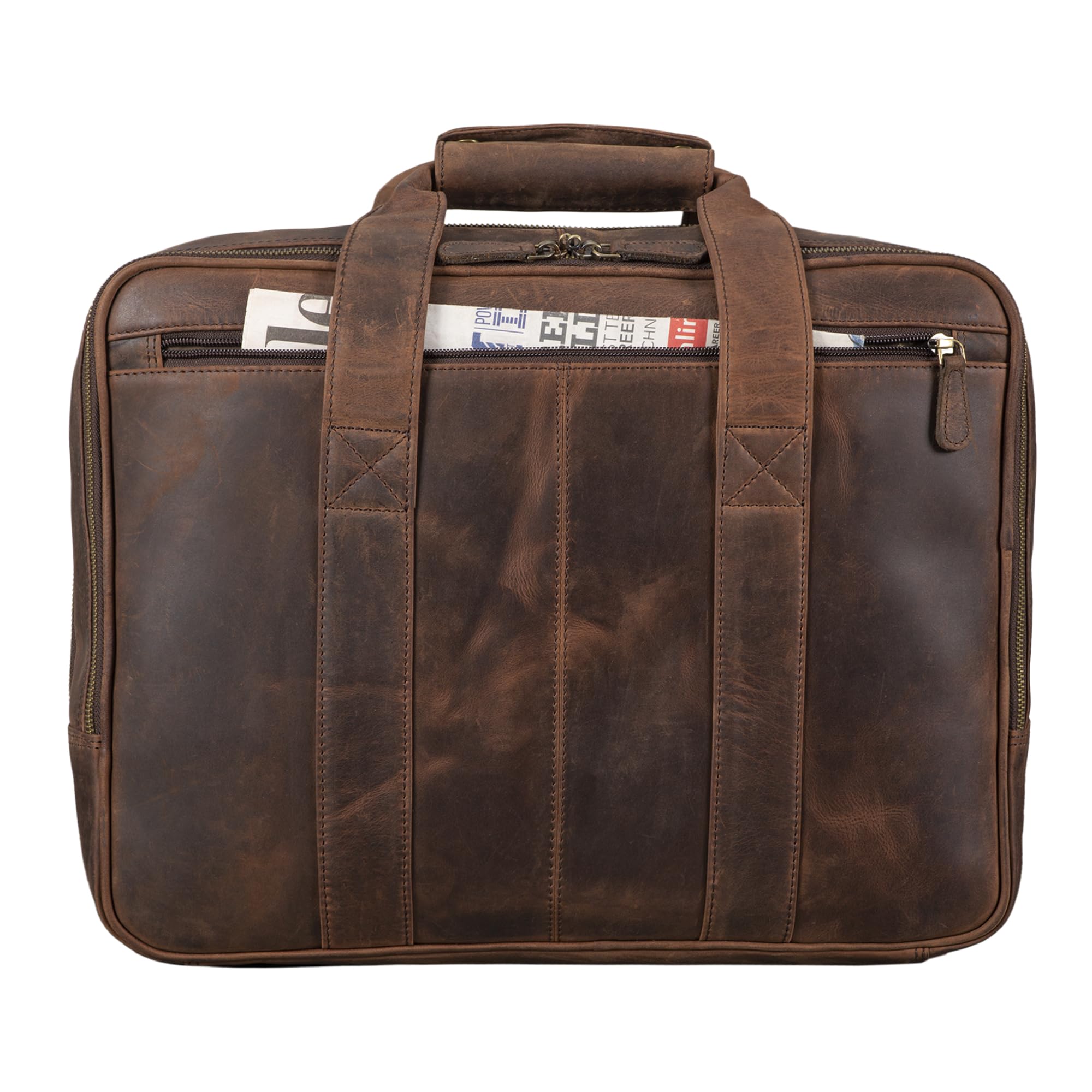 STILORD Leopold Sac d'enseignant Sacs d'affaires Hommes Cuir Porte-Documents XL Sacoche d'ordinateur pour Le Bureau - Serviette de Travail à Bandoulière Couleur:Marron - foncé pâle