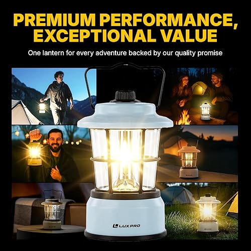Miniatura 9 de LUXPRO Linterna LED retro, linterna de emergencia alimentada por batería, resistente al agua, lámpara LED brillante para uso en interiores y