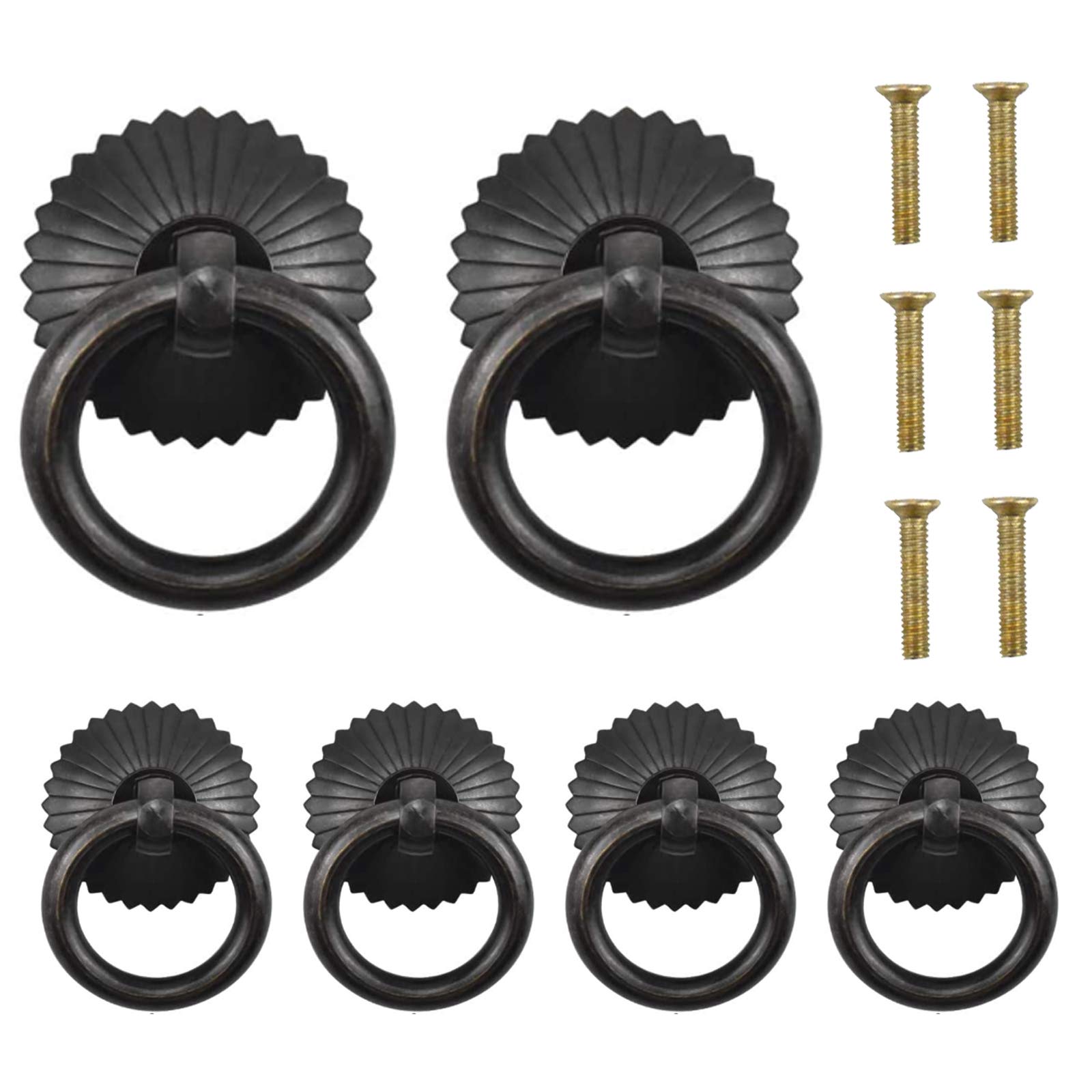 Buy KJLEEN 6pcs Retro Drawer Ring Knobs Antique Drawer Handles Cupboard Door Ring Pull Handle