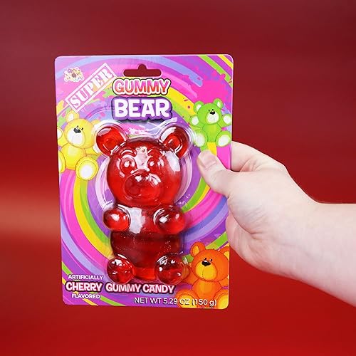 Miniatura 5 de Oso de gomita gigante con sabor a cereza roja, regalos de fiesta de caramelos masticables gigantes y regalo de broma, calcomanía de remolino