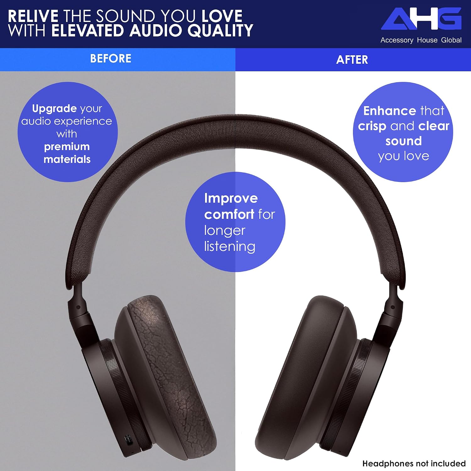 AHG Accessory House Global Upgraded Replacement Beoplay h95 Ear Pads Cushions Compatible with Bang & Olufsen Beoplay H95 Headphones (Brown). Sheepskin Leather/High-Density Foam/Strong Magnet