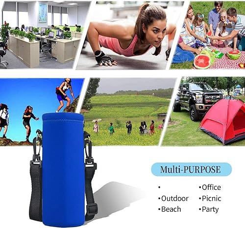 Vista 98 de AUPET botella de agua con aislamiento, botella de agua de neopreno aislado, bolsa para transportar, 500 mililitros, correa para el hombro ajustable