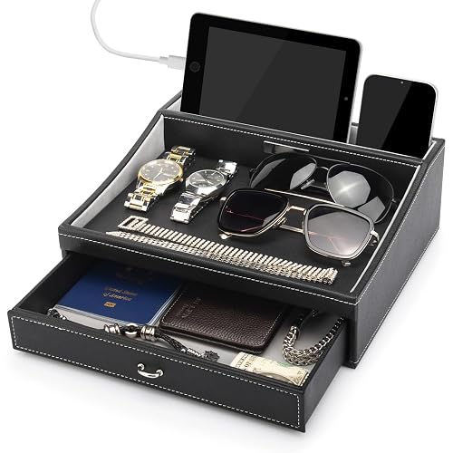 Baoyun Gifts for Dad Mens Nightstand Organizer, Jewelry Box for