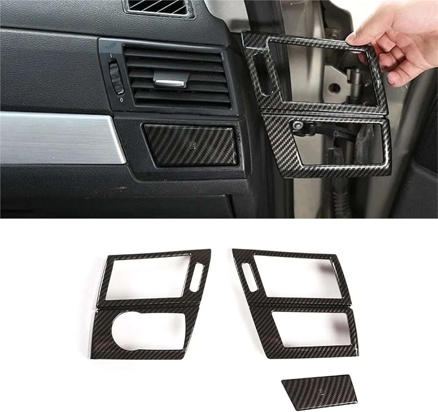 Vehicle Interior Decal ABS Carbon Fiber/Silver Car Styling Side Air Conditioning Vent Outlet Cover Frame Trim for BMW X3 E83 2006-2010(Carbon Texture)