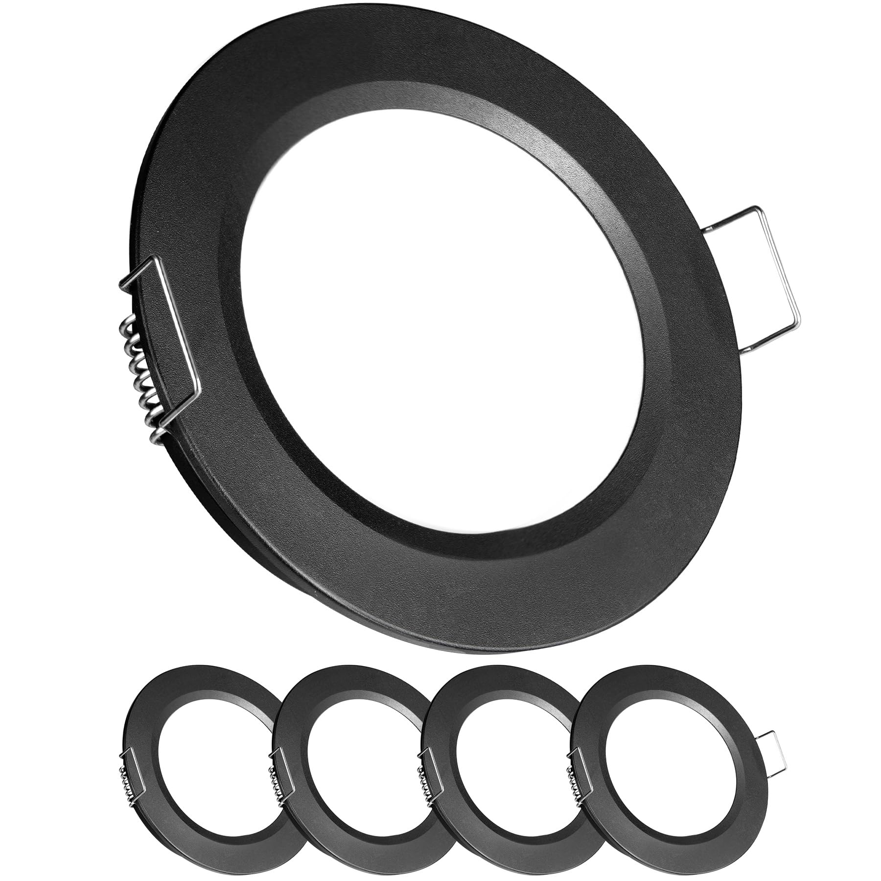 acegoo 4 x Foco LED Empotrable Techo 12V Downlight Regulable 2.5W Negro Blanco frío 5000K IP64 Panel Redondo Extraplano Iluminacion, para Autocaravana Caravana Barco Camión Cocina Baño