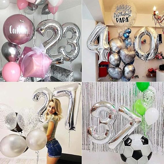 Rakam Folyo Balon 34 inç 76-82 cm (Gümüş, 1)