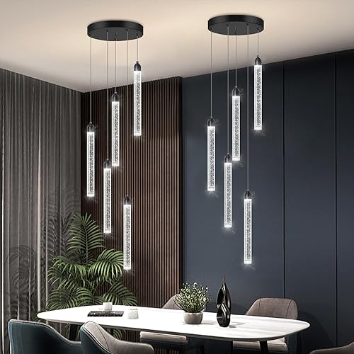 Miniatura 22 de Candelabros de techo de 30 luces de 197 pulgadas de altura, candelabros de cristal modernos para entrada, candelabro LED de espiral larga regulable