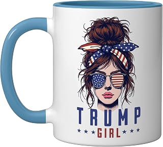 Women Yes I'm A Trump Girl Get Over It Trump 2024 Election Ceramic Mug, Blue/White