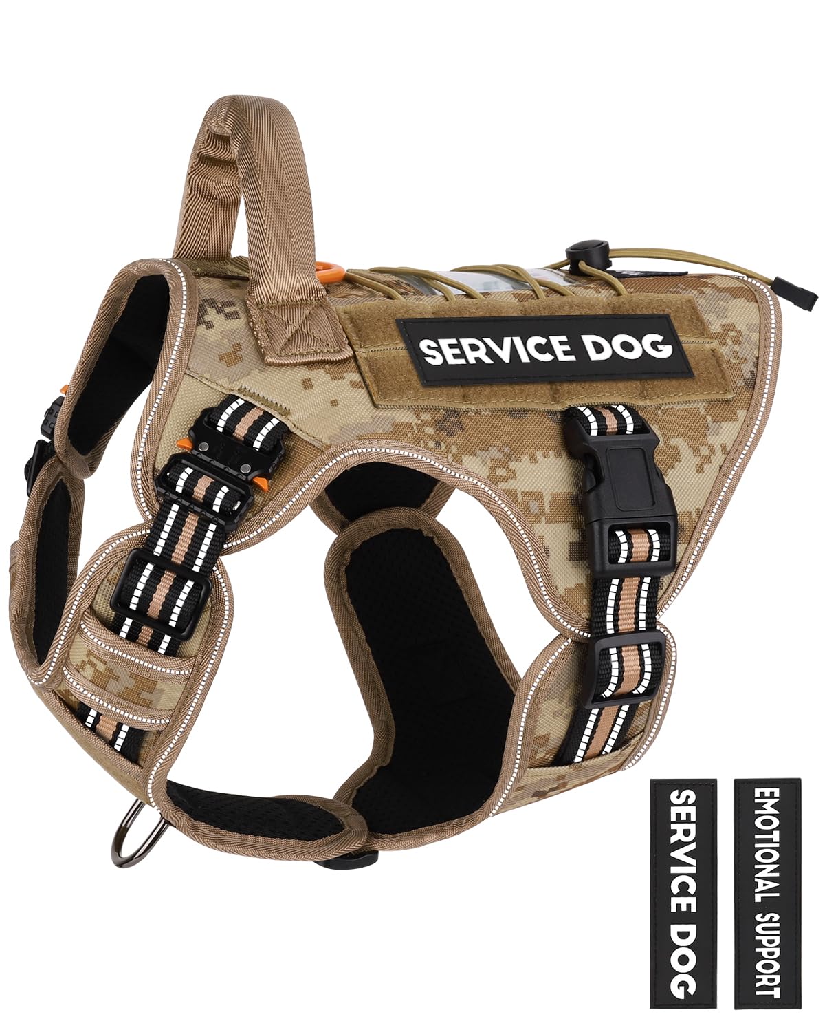 PETNANNY Tactical Dog Harness Reflective with ID Card,Service Dog Vest Harness for Medium Large Dogs,Emotional Support Vest with Padded Handle，2