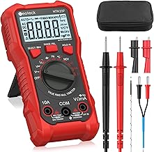 Neoteck Digital Multimeter 2000 Counts AC DC Current Voltage Resistance Capacitance NCV Frequency Temperature with Crocodile Clip - Red