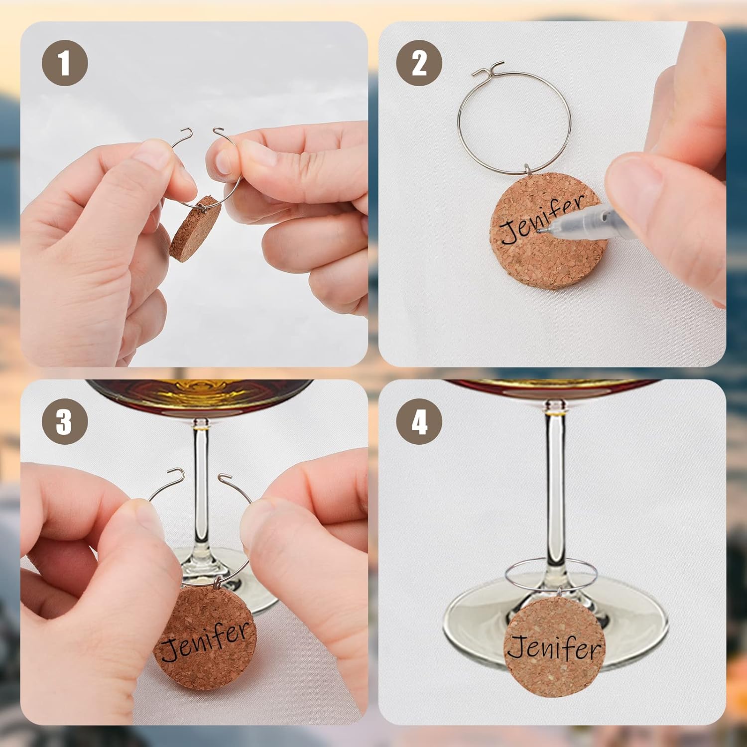 URROMA Blank Cork Wine Glass Charms 30 Pcs Wedding Wine Charms Personalized Drink Identifiers Wine Accessories Wine Glass Markers for Party Favors - Image 4