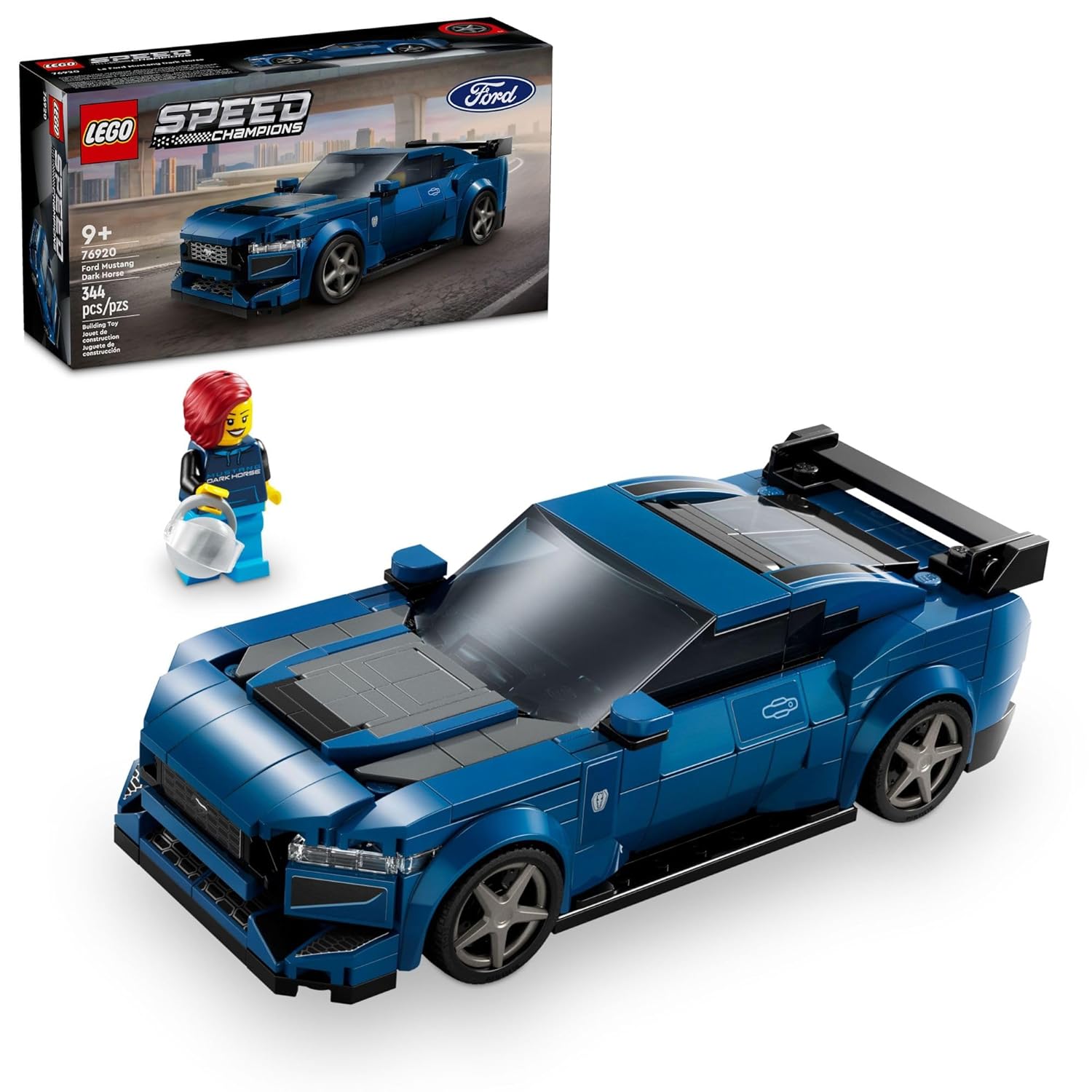 LEGO Speed Champions Ford Mustang Dark Horse Sports Car Toy Buildable Ford Mustang Toy for Kids Blue Car