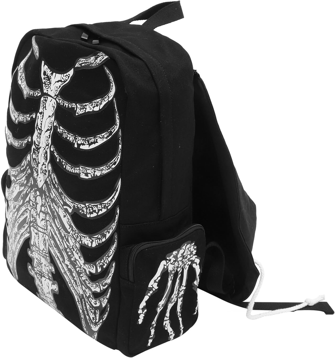 Punk Skull Black Vintage Backpack Gothic Ribcage Skeleton Laptop Bag EMO Backpack for Men and Women