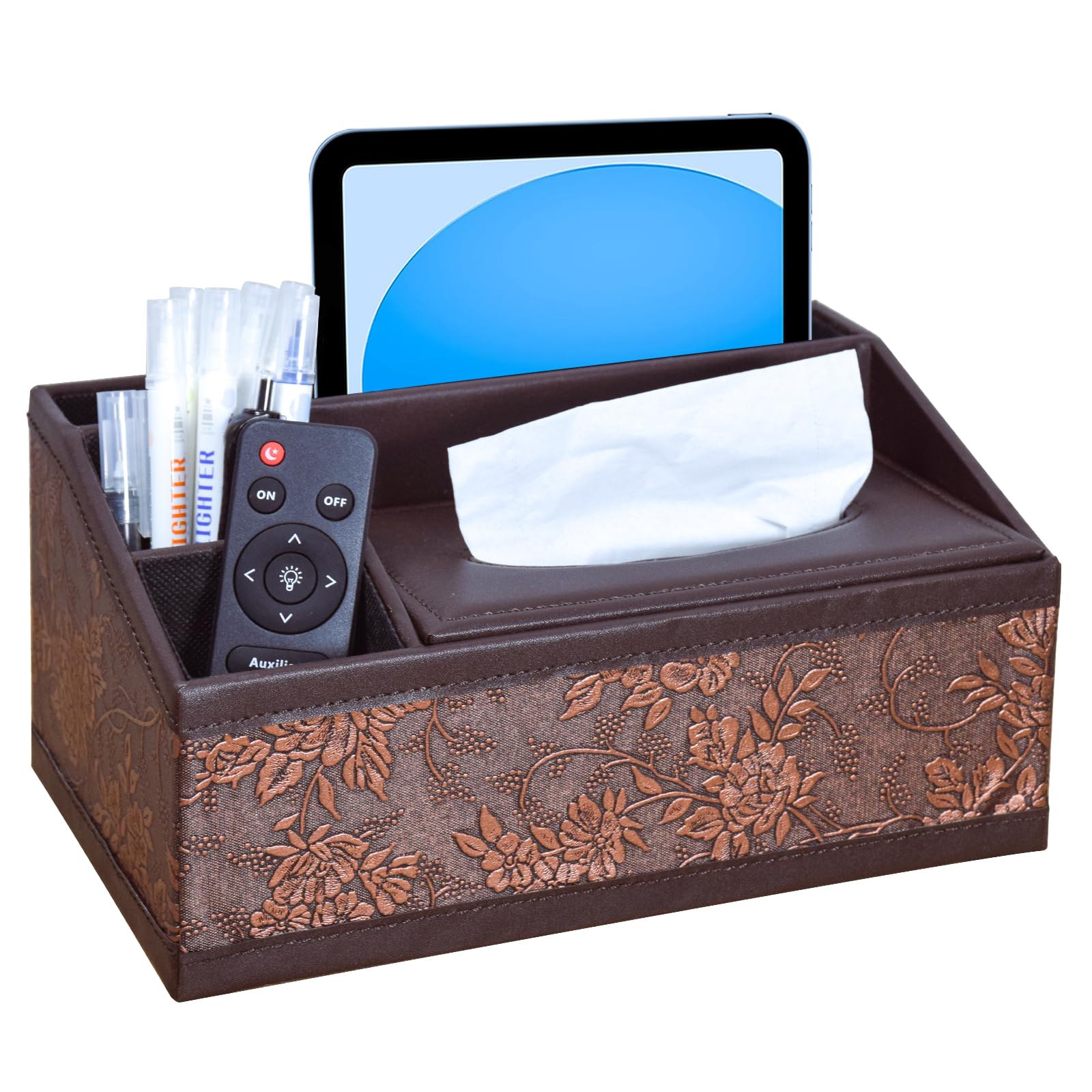 Boîte à mouchoirs en cuir et rangement pour ne plus chercher la télécommande