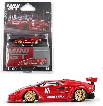 Diecast Model Car Compatible for Lamborghini Countach LB-Works Red Limited Edition Mini GT 164 Scale MGT01100
